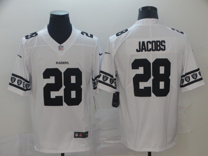 Men Oakland Raiders #28 Jacobs White team logo cool edition NFL Jerseys->oakland raiders->NFL Jersey